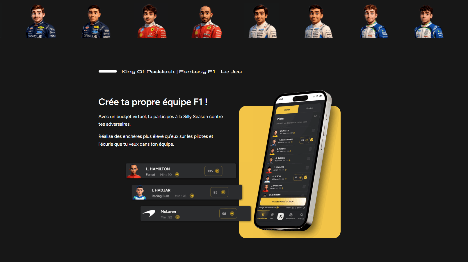 Page d’accueil du site King Of Paddock