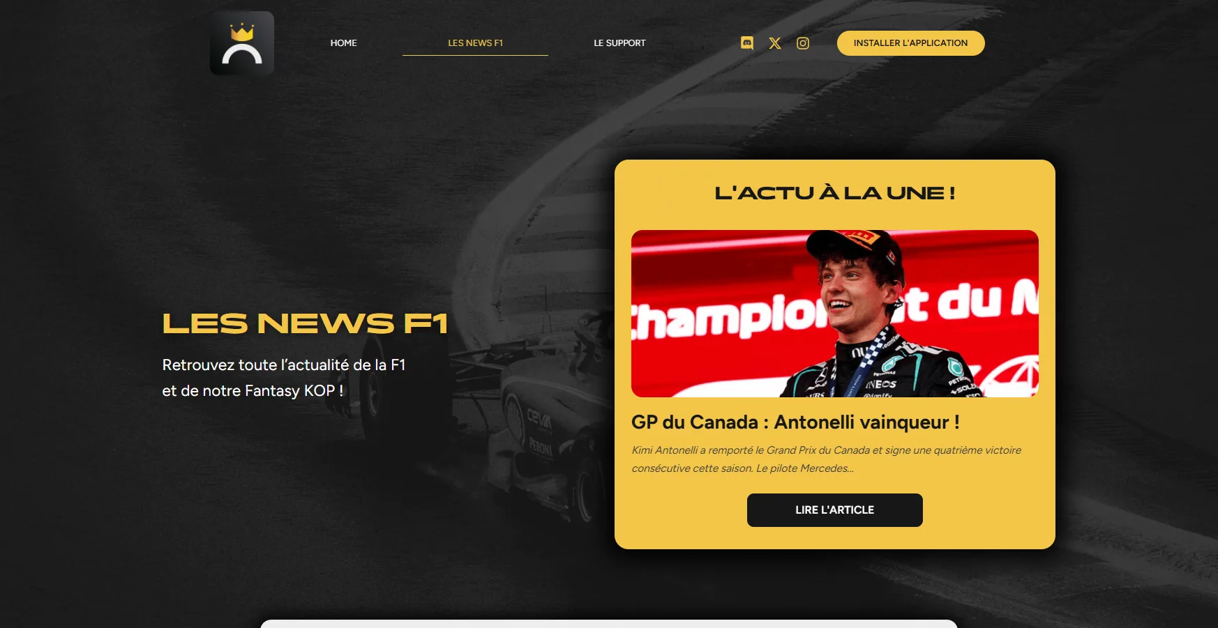 Article F1 du site King Of Paddock